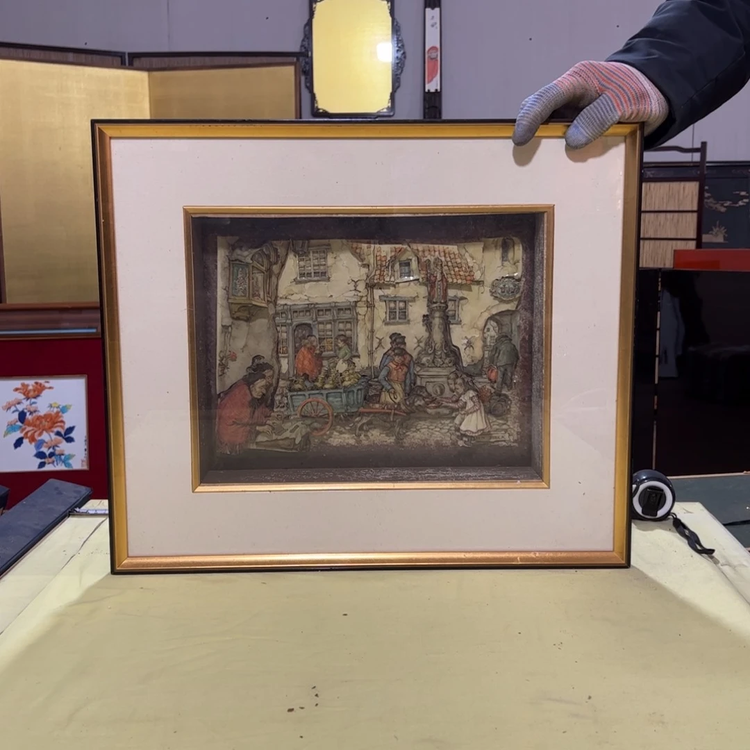 绘画泉*堂屏风框画油画版画