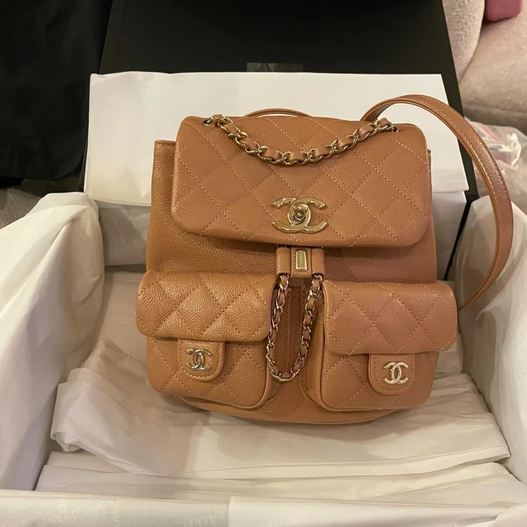 99新 Chanel/香奈儿 蓝总专场/焦糖色 小号duma双肩