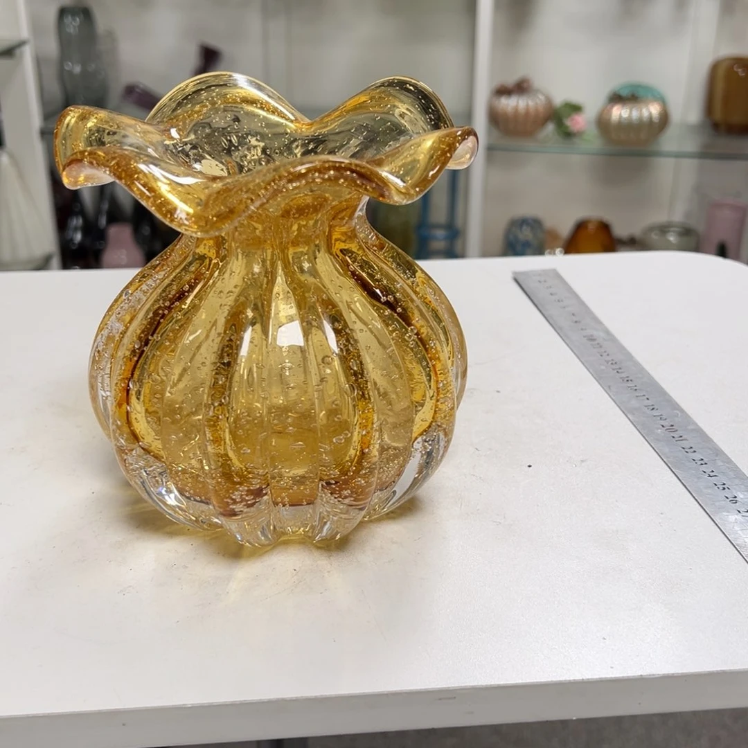 琥珀色气泡钱袋子花瓶高度14