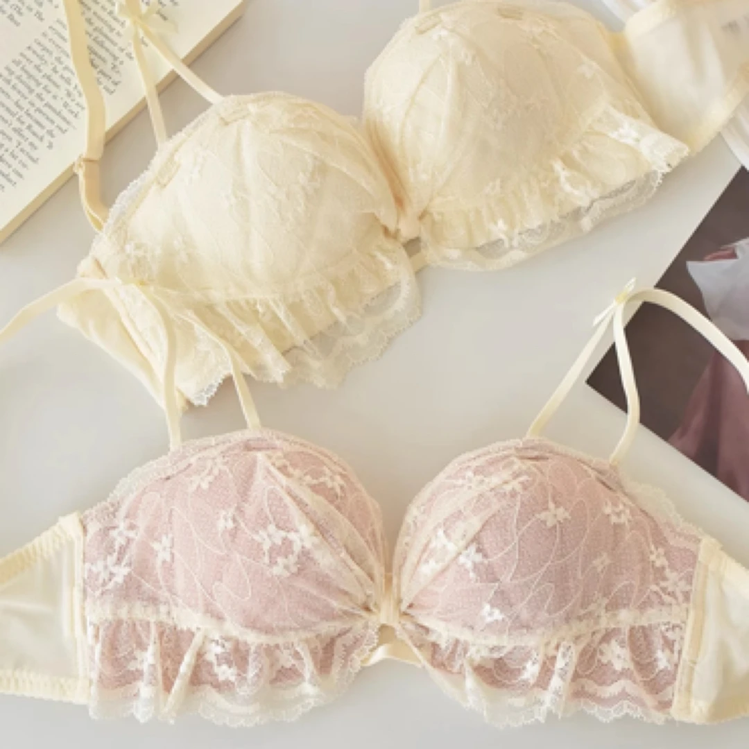 维多利亚小胸聚拢收副乳文胸罩无钢圈薄款内衣甜美风纯欲性感蕾丝