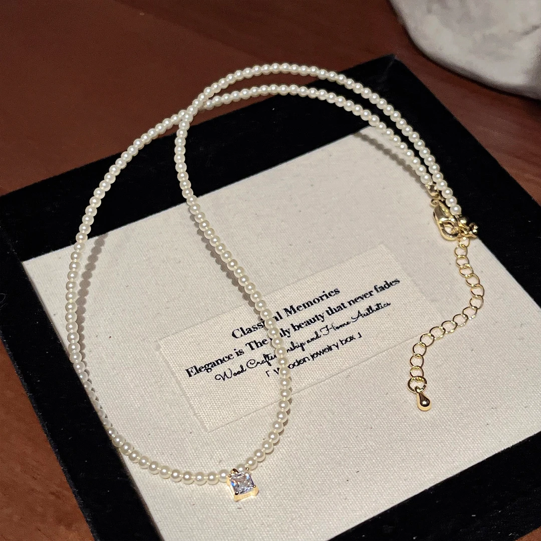 铜合金仿珍珠项链 复古法式女轻奢ins项链A1195