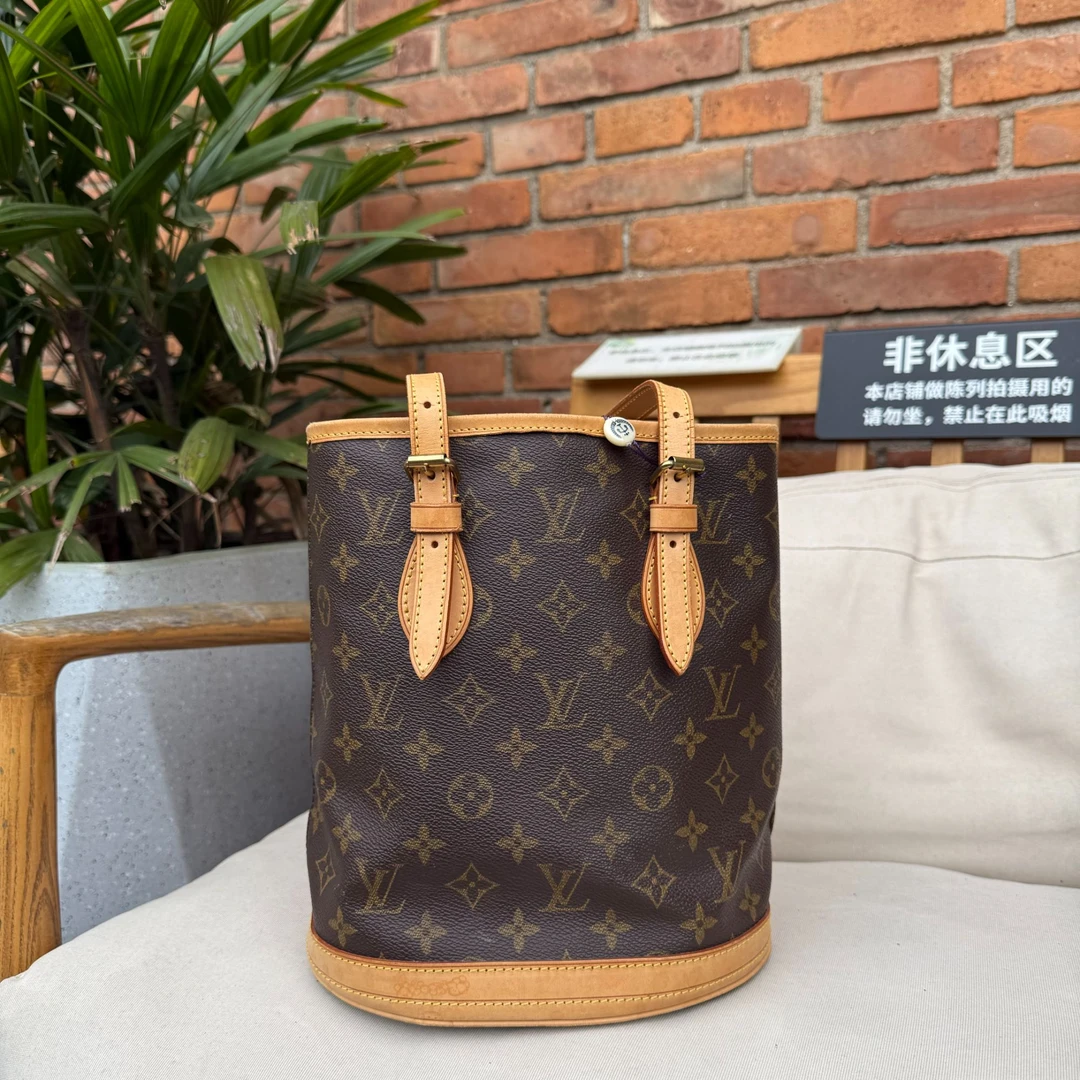 95新 LouisVuitton/路易威登 全原lv老花经典水桶手提包