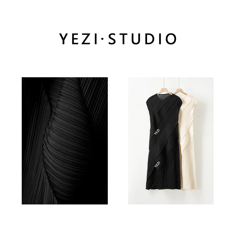 【自在流线】25春夏三宅褶艺高级气质连衣裙25134025