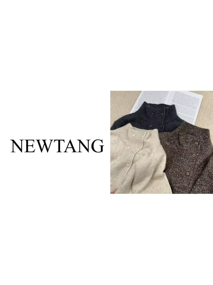 【冬日特调】1128秋冬显瘦高级时髦翻领双排扣毛衣