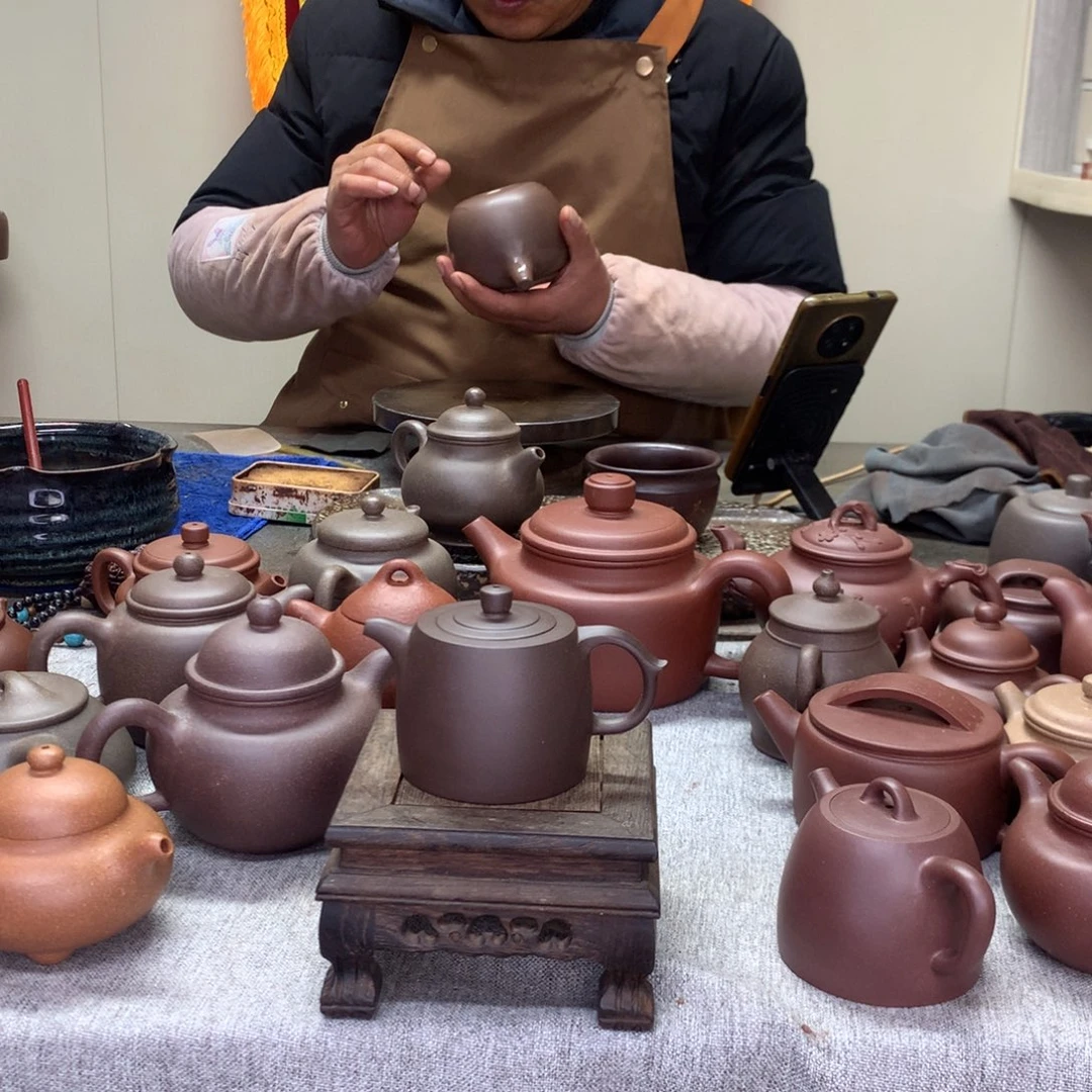 紫泥茶壶老紫泥小井栏130C半手工制作