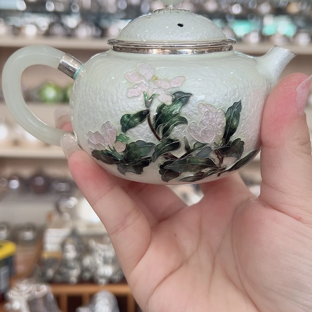 足银999珐琅彩掐丝泡茶壶