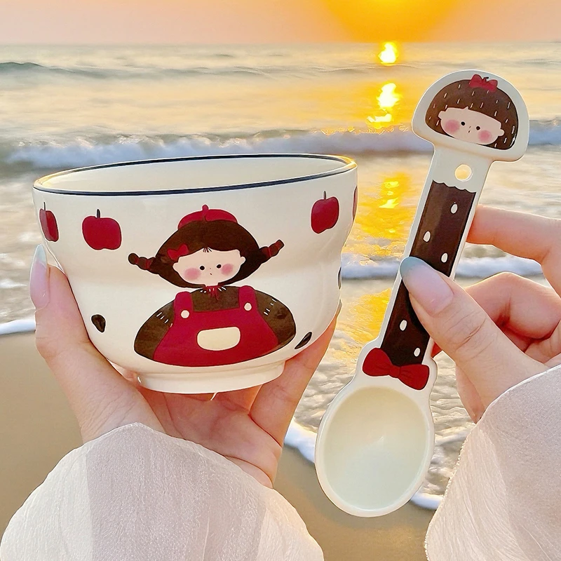 高颜值陶瓷碗可爱卡通酸奶碗甜品碗2025新款米饭碗小碗个人专用碗