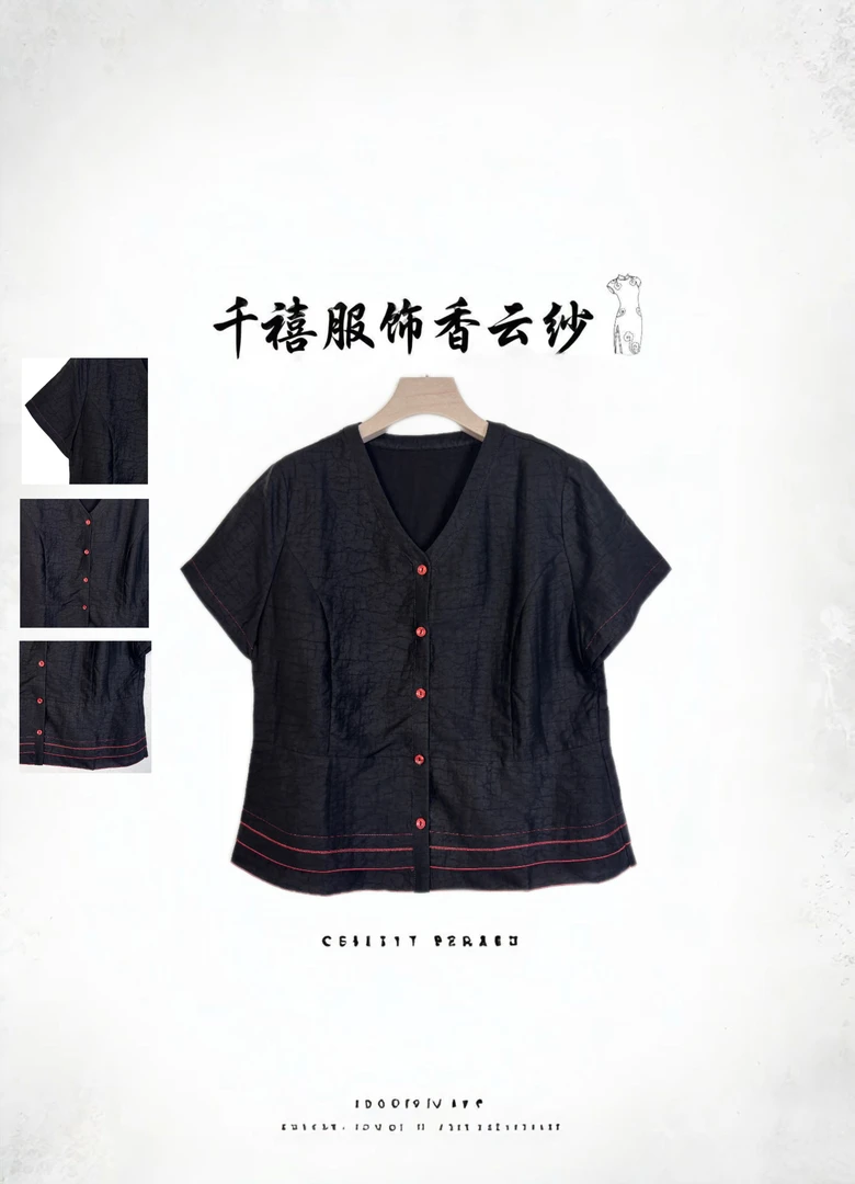 【千禧专属】167香云纱复古时尚休闲夏季薄款宽松中国风短袖