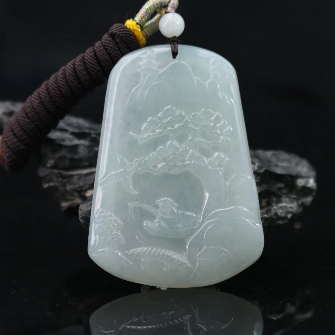 2天然缅甸翡翠A货山水牌/101671/上海嘉禾拍卖