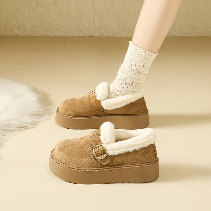 冬季厚底加绒棉鞋女防滑41大码博肯鞋东北户外加厚保暖学生雪地靴