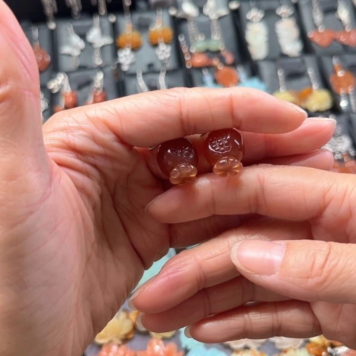 蛇纹石玉耳饰银S925镶嵌琳*