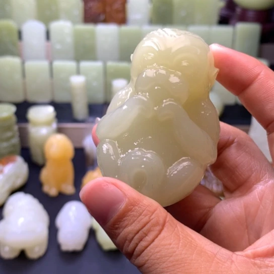 石材方解石手把件
