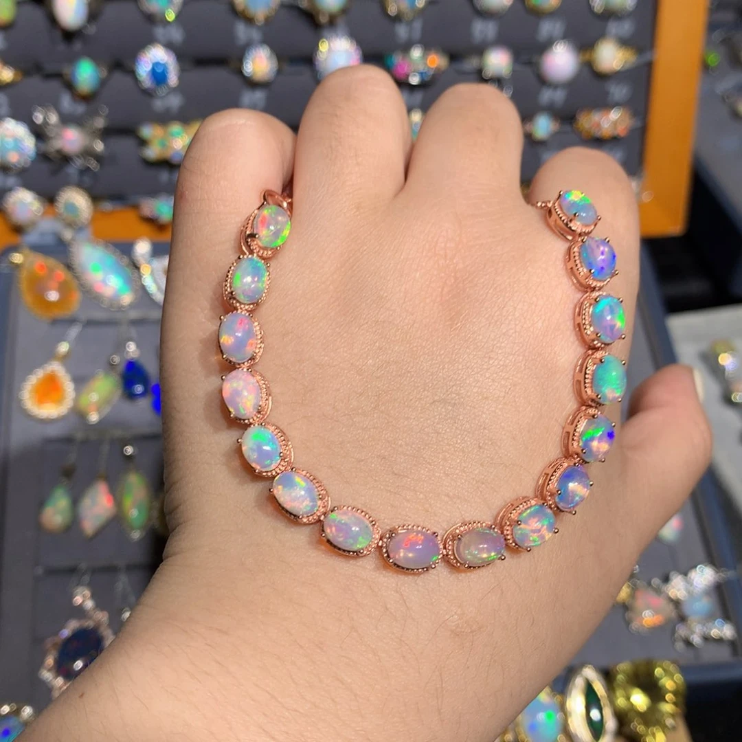 银S925镶嵌欧泊欧泊手链l