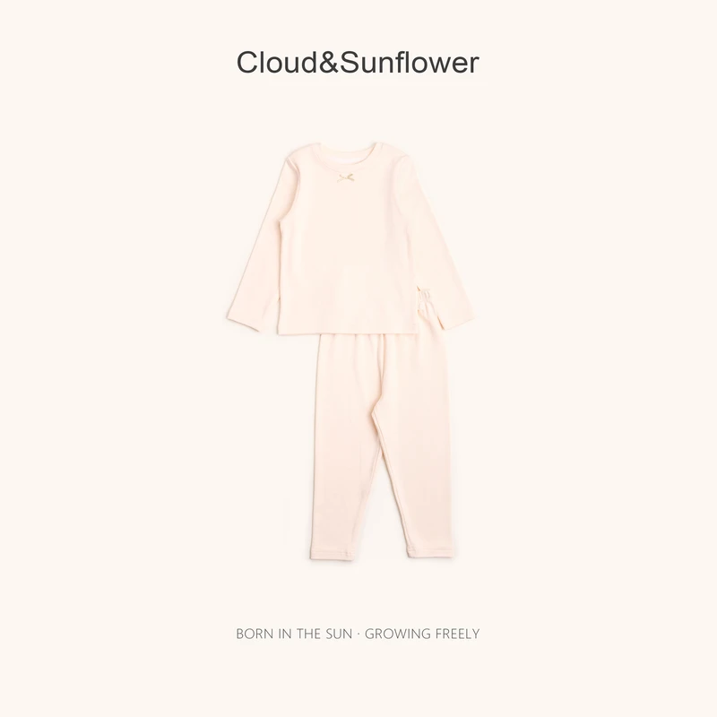 【云朵小葵】女童冬季新款纯色领边蝴蝶结休闲家居服992026