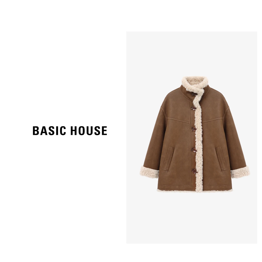 Basic House/百家好 人造皮草 时尚休闲女士设计外套-B0625B5QUB2