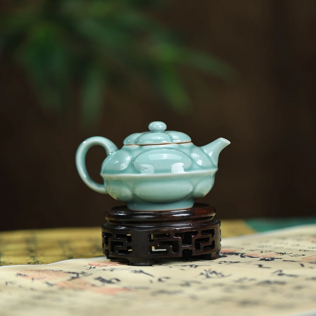 廷怀祥玉【花瓣壶】正品廷怀高端系列茶壶陶瓷中式泡茶壶