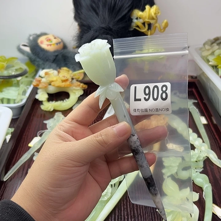 游***~蛇纹石玉合金发饰