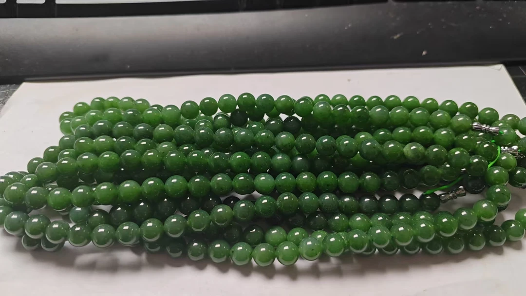 和田玉碧玉项链9.5mm左右多样性发其一C-85