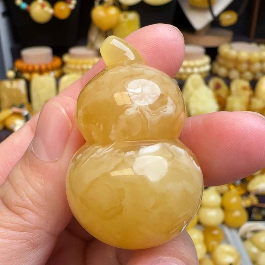 琥珀未镶嵌吊坠(赠链)天然俄料蜜蜡葫芦吊坠