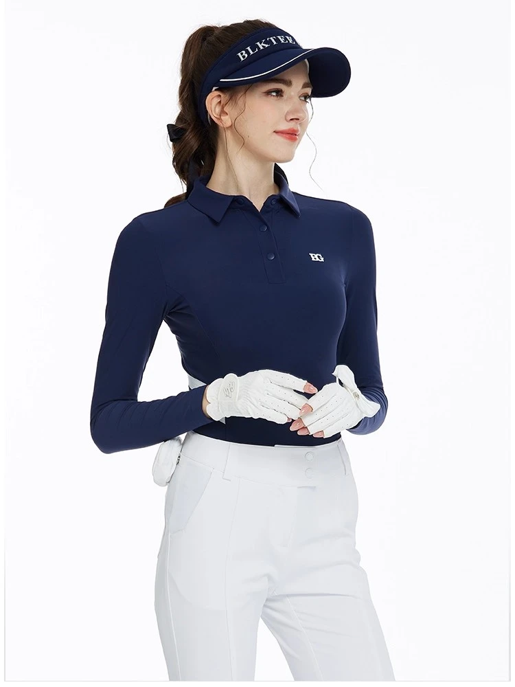 新款高尔夫衣服女上衣长袖T恤秋季加厚保暖女士POLO衫运动服装