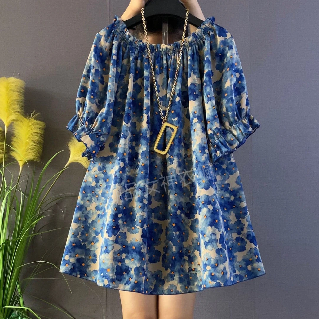 大码女装胖妹妹时尚气质ins风休闲爆款百搭碎花显瘦清凉中长大衫