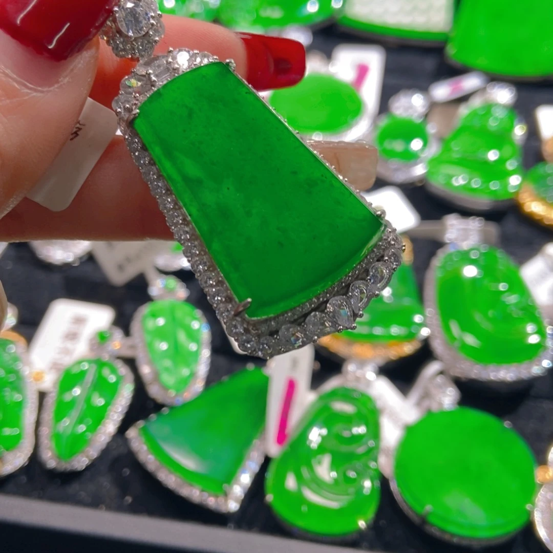 翡翠吊坠(不含链)银S925镶嵌