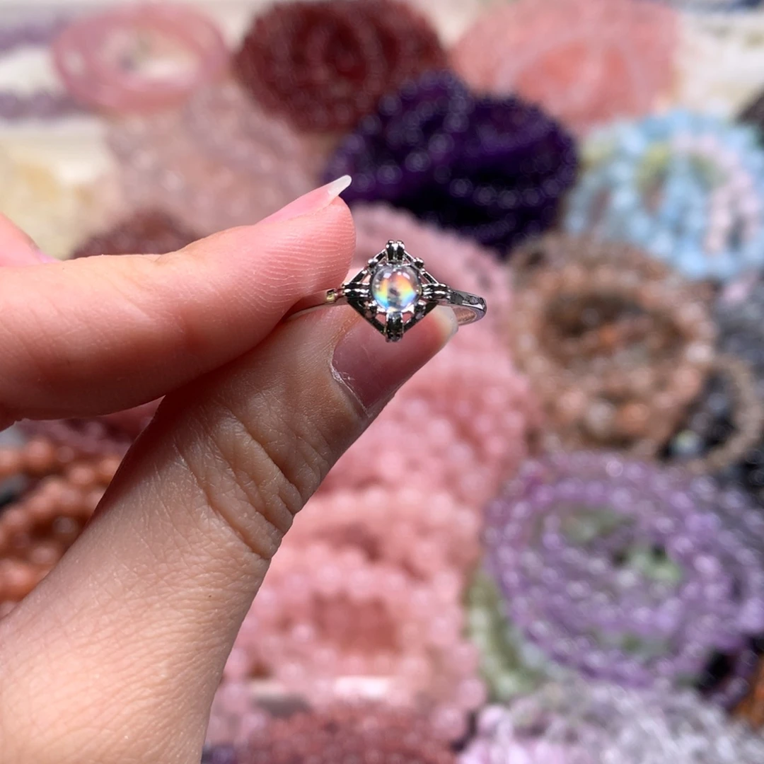 未镶嵌手链水晶马岛月光石戒指活口