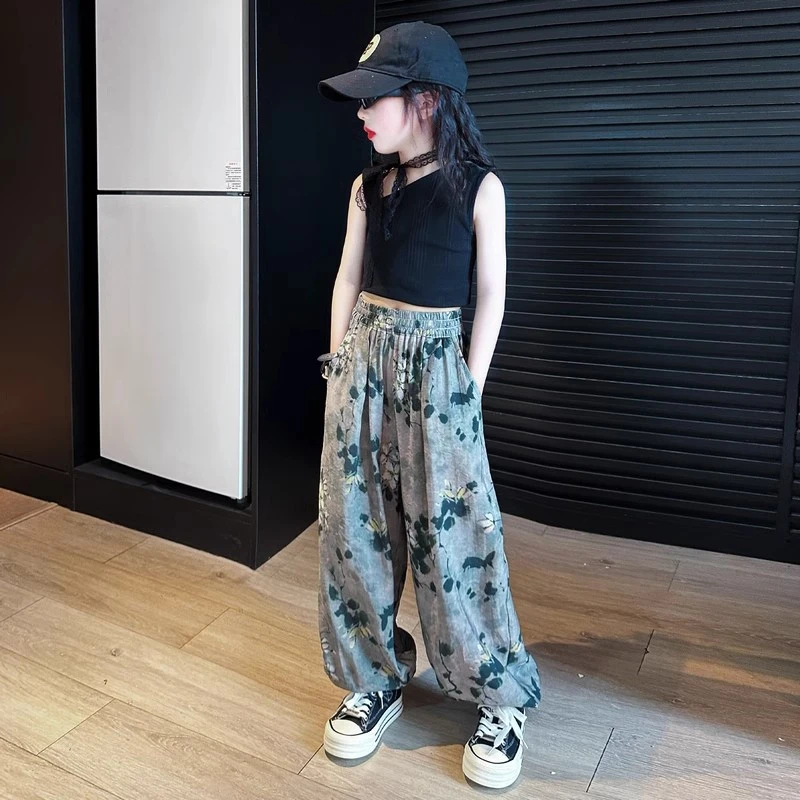 女童防蚊裤夏季薄款2025新款儿童宽松裤子大童夏款国风速干休闲裤