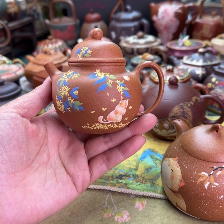 茶壶紫砂桂花猫咪
