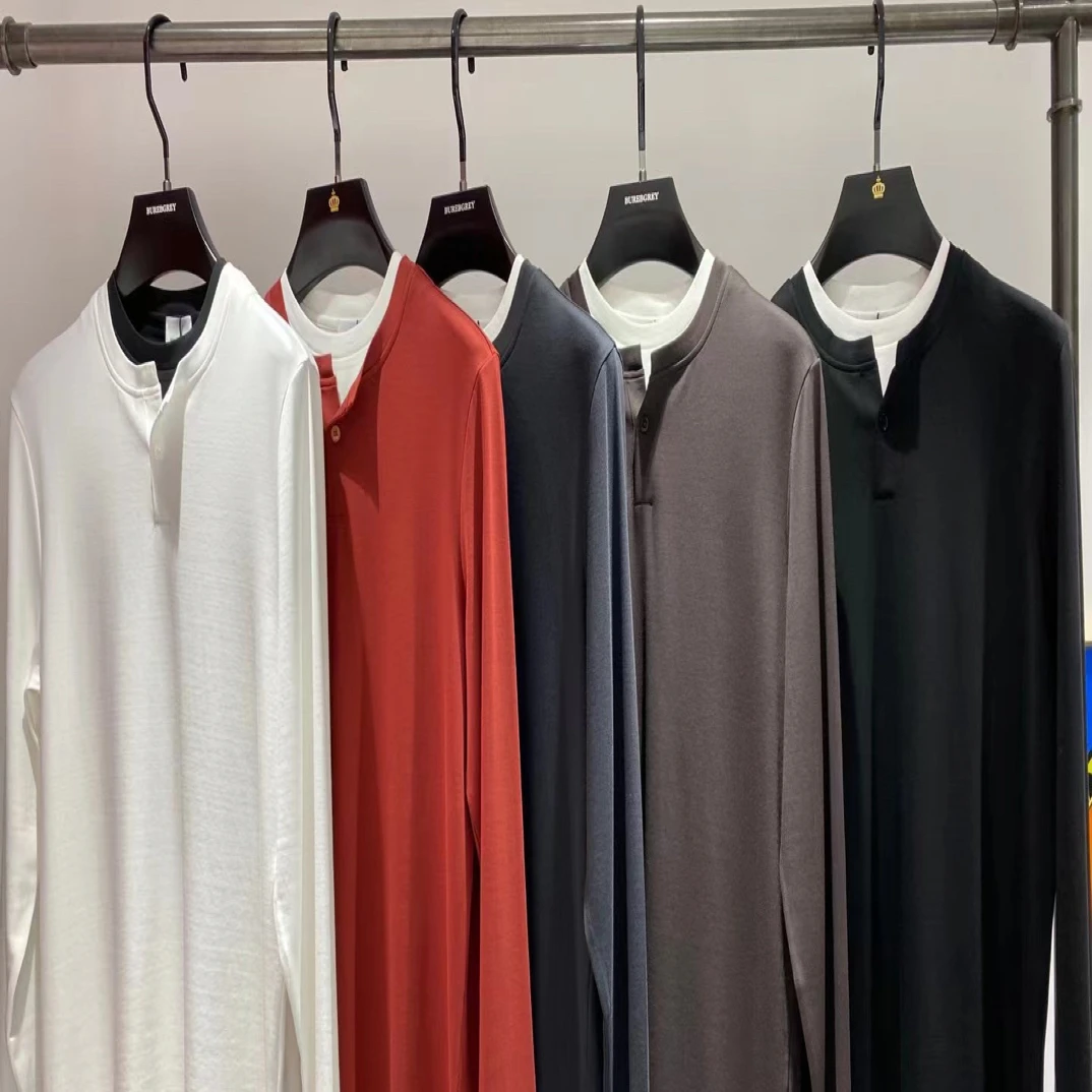 秋季新款假两件长袖日常标准上班T恤针织百搭