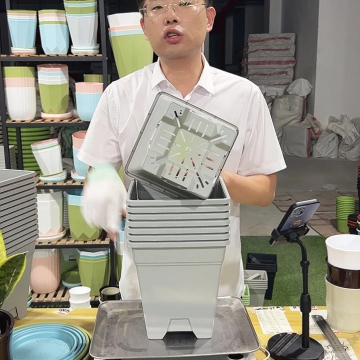 微瑕方盆口20高22灰色8只无托