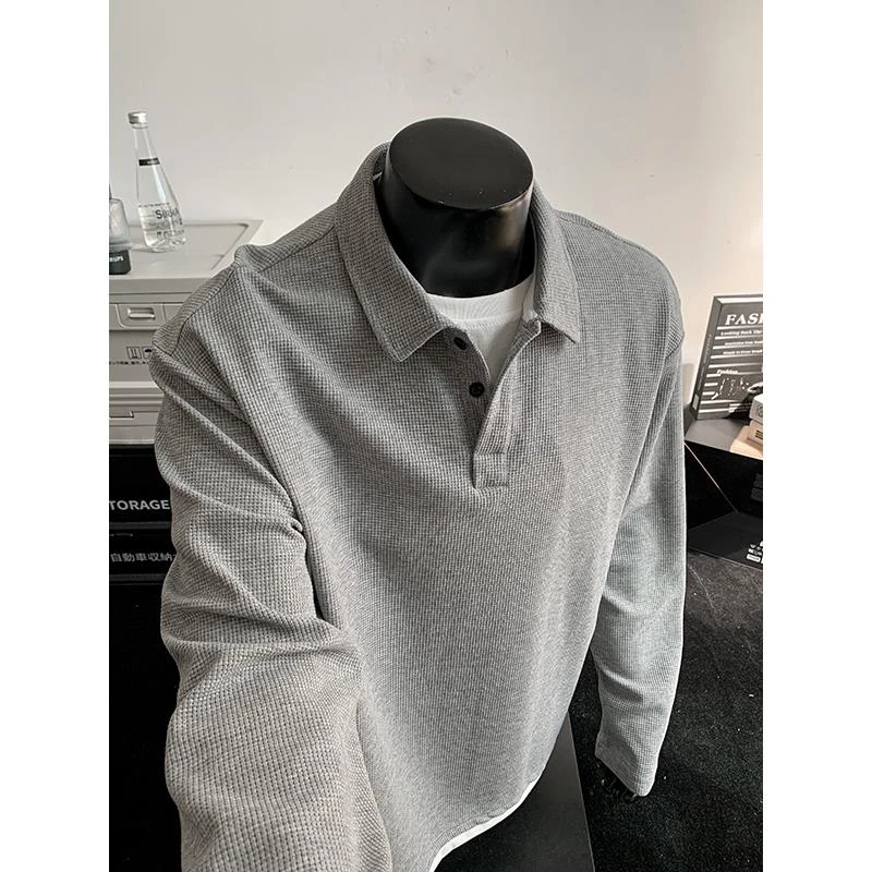 【TQUX官方正品】美式POLO衫假两件设计覆古华夫格卫衣男款春秋季