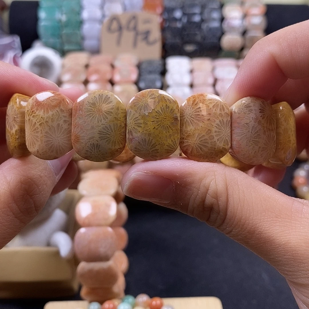硅化珊瑚（珊瑚玉）未镶嵌手牌15