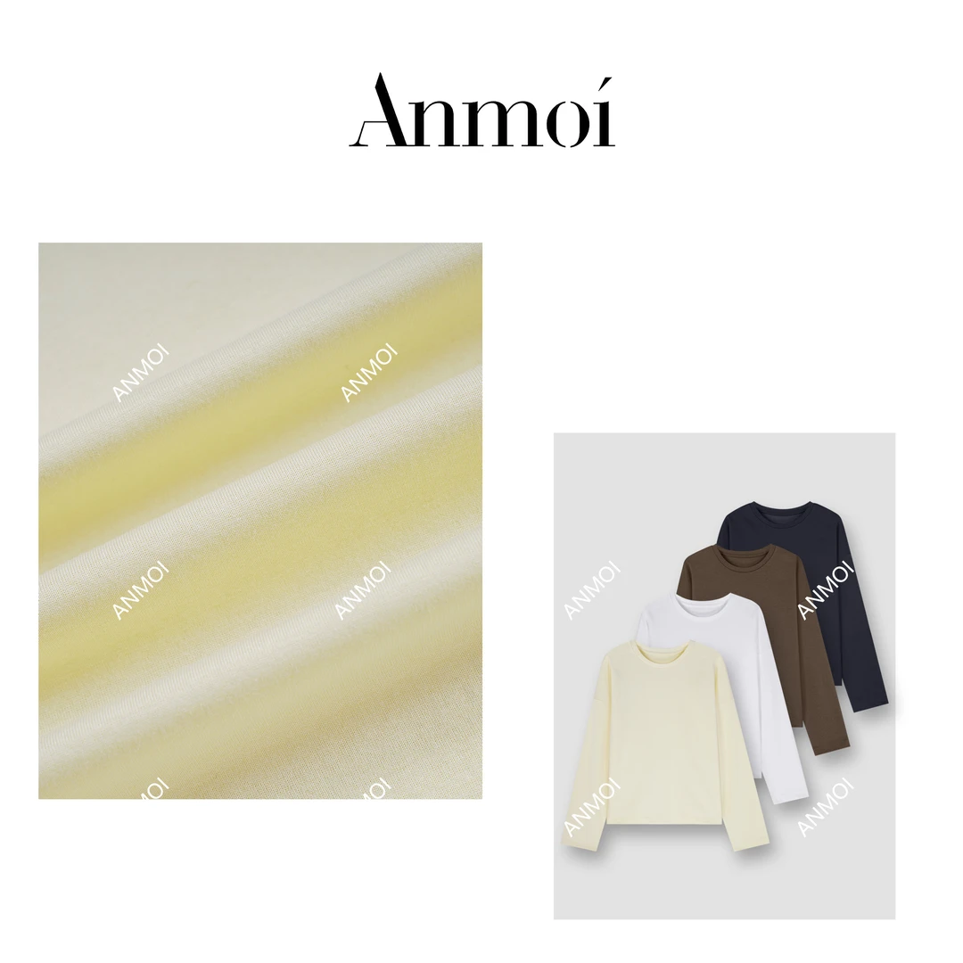 ANMOI'繁花似锦'春款圆领上衣长袖打底衫卫衣时尚百搭休闲女装