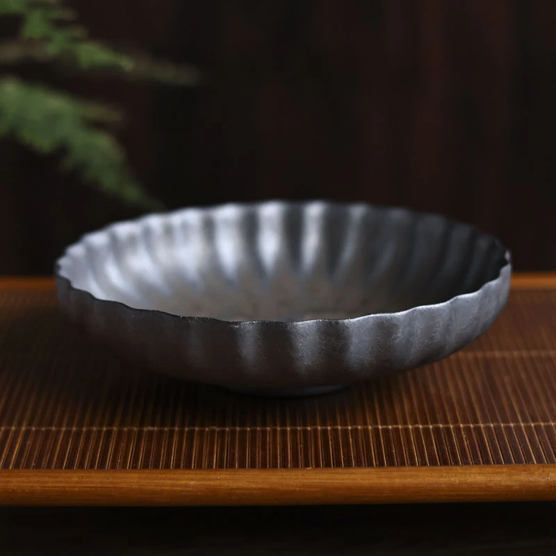 【宽窄】陨铁釉-翎羽壶承-直径14CM（灰念0335）