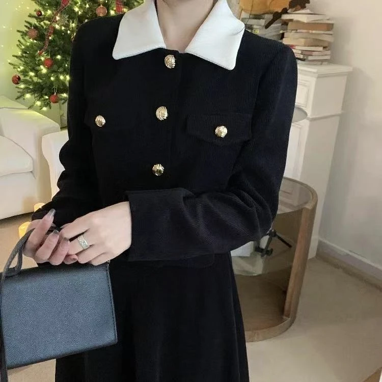 【微瑕】【艾家】NN1304-新款时尚加绒小香风外套百搭黑色法式