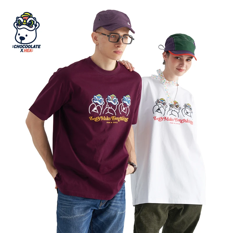 HEA x i.t:CHOCOOLATE联名款醒狮重磅短袖休闲宽松棉感透气舒适