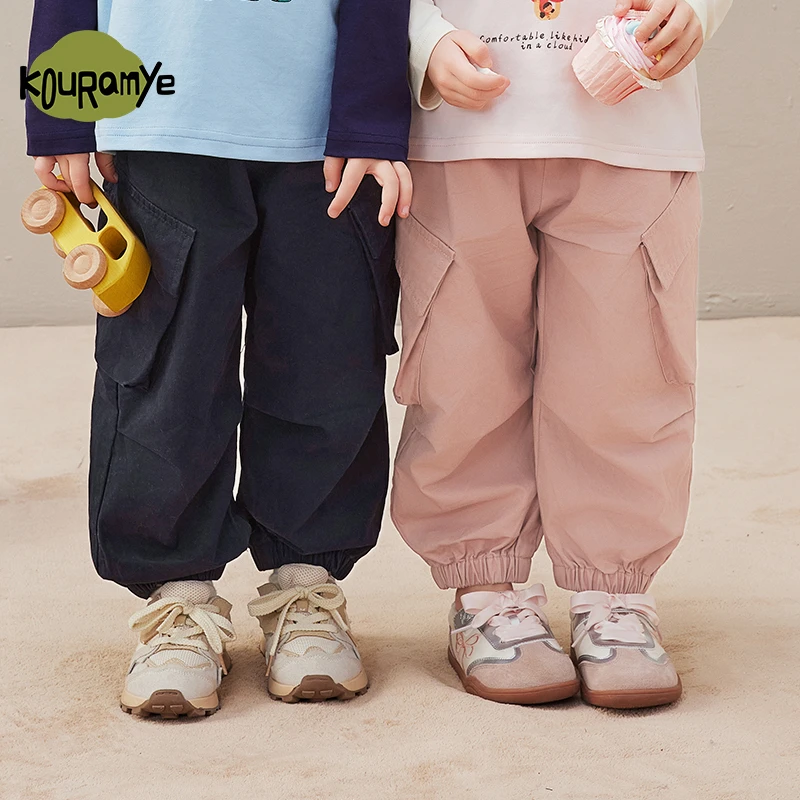 酷娃米2025春季新款儿童裤子中小男女童百搭休闲束脚工装裤70393