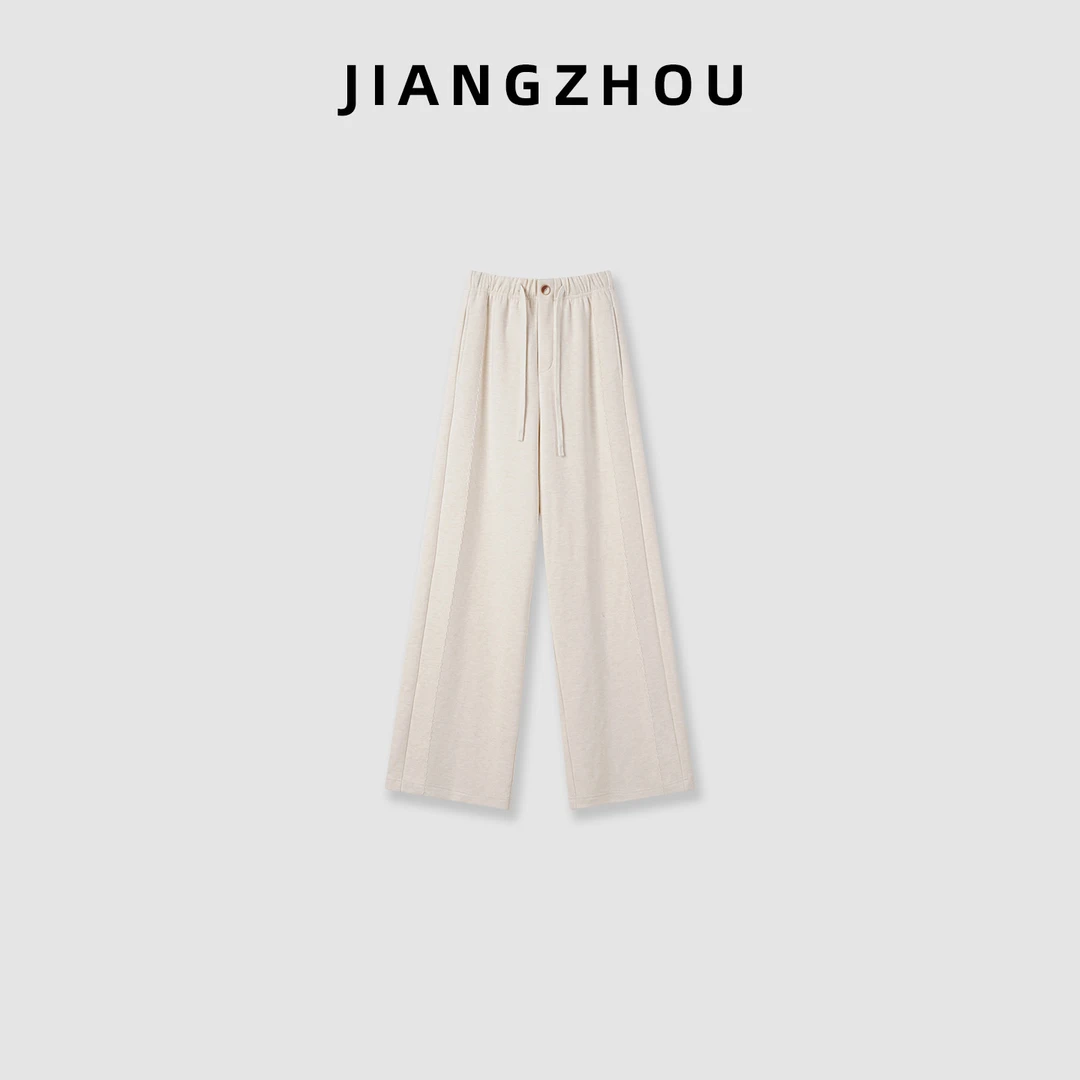 江洲【弥芭】秋冬新款系带休闲糯米裤高腰软糯垂感棉羊毛阔腿裤