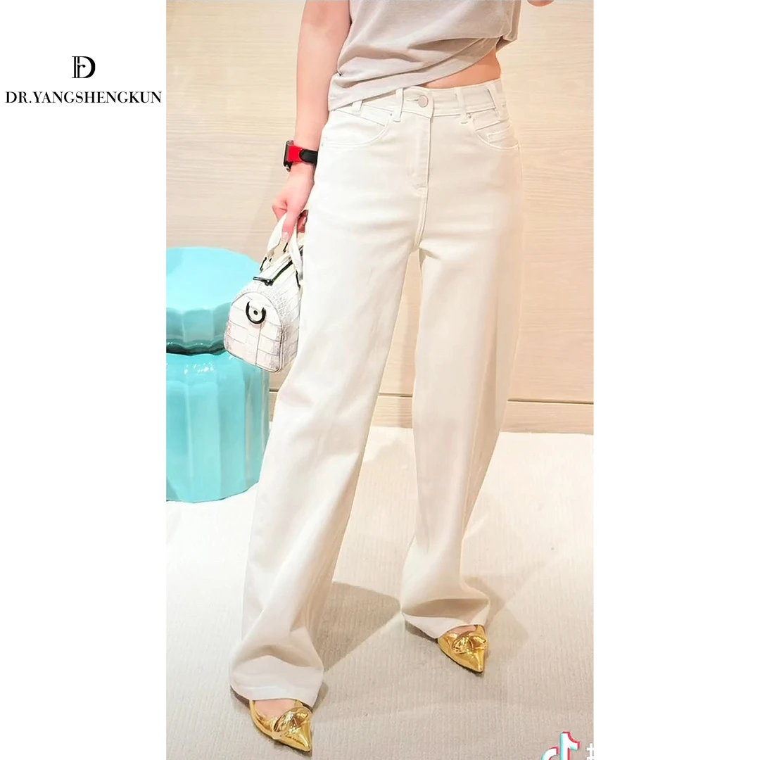 DR杨圣坤2025新款【糯米白】水洗百搭直筒弹力牛仔裤女GF2502-1116