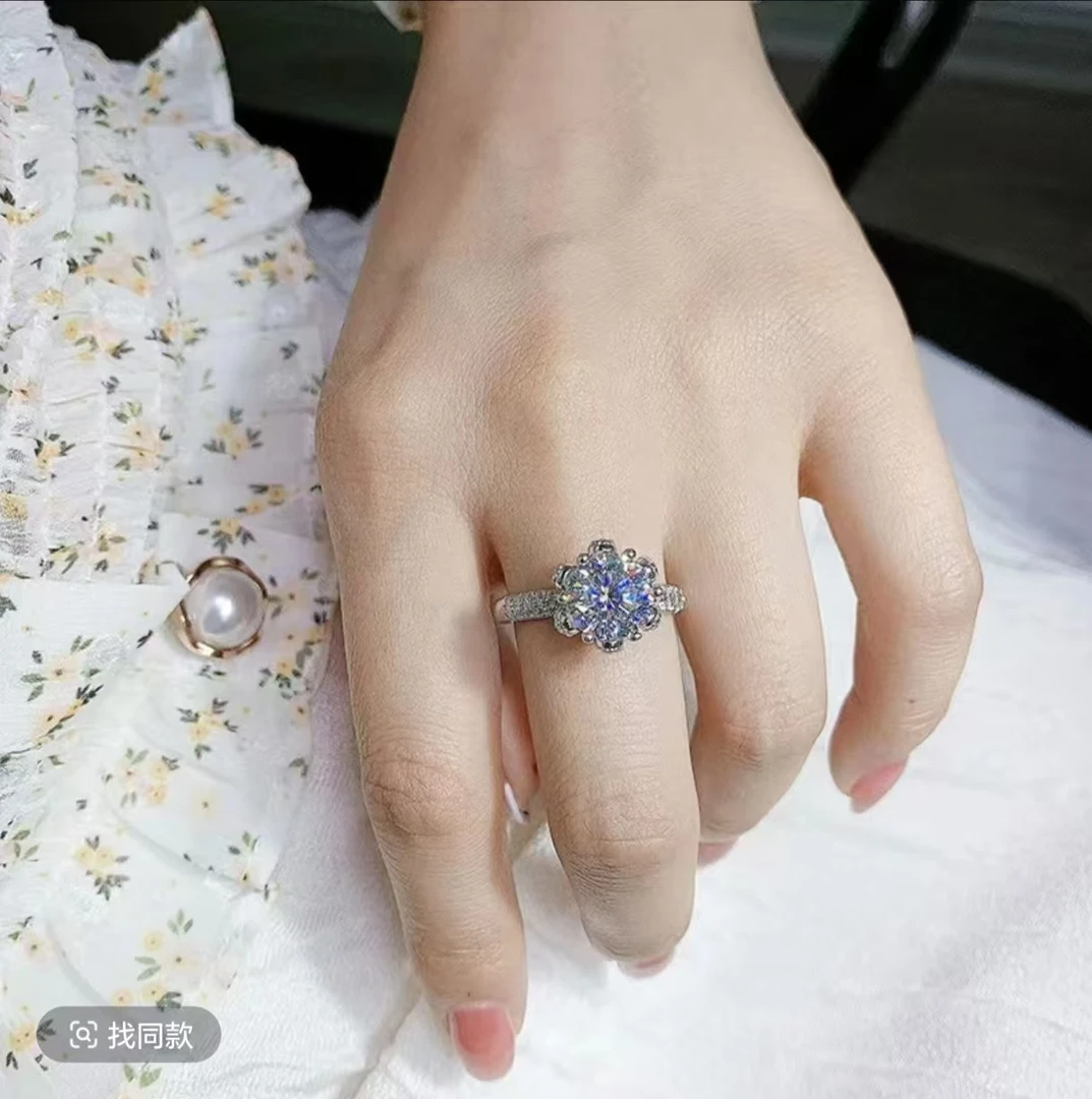 925银莫桑石银制品 冰雪皇后【1-2克拉】莫桑石戒