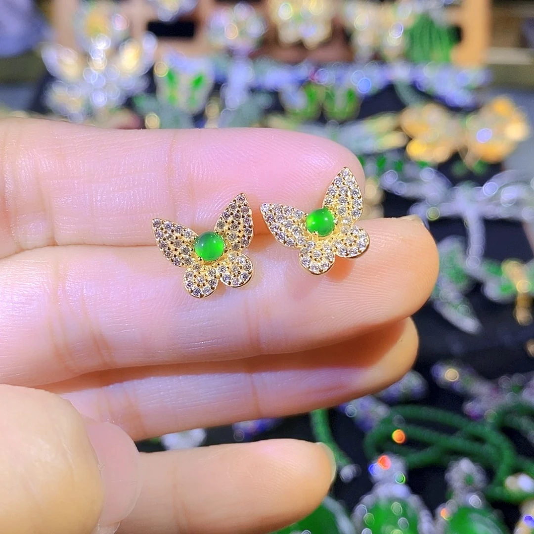 吊坠(不含链)银S925镶嵌翡翠