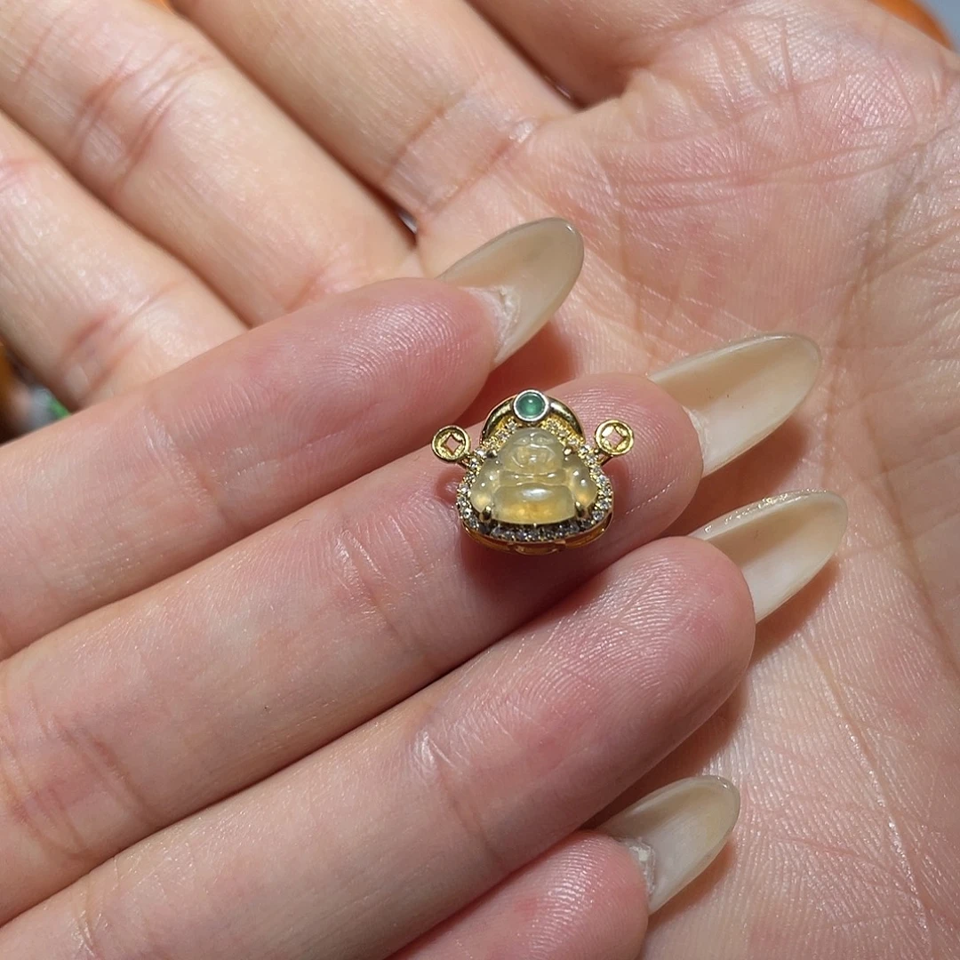 翡翠18K金镶嵌吊坠(不含链)