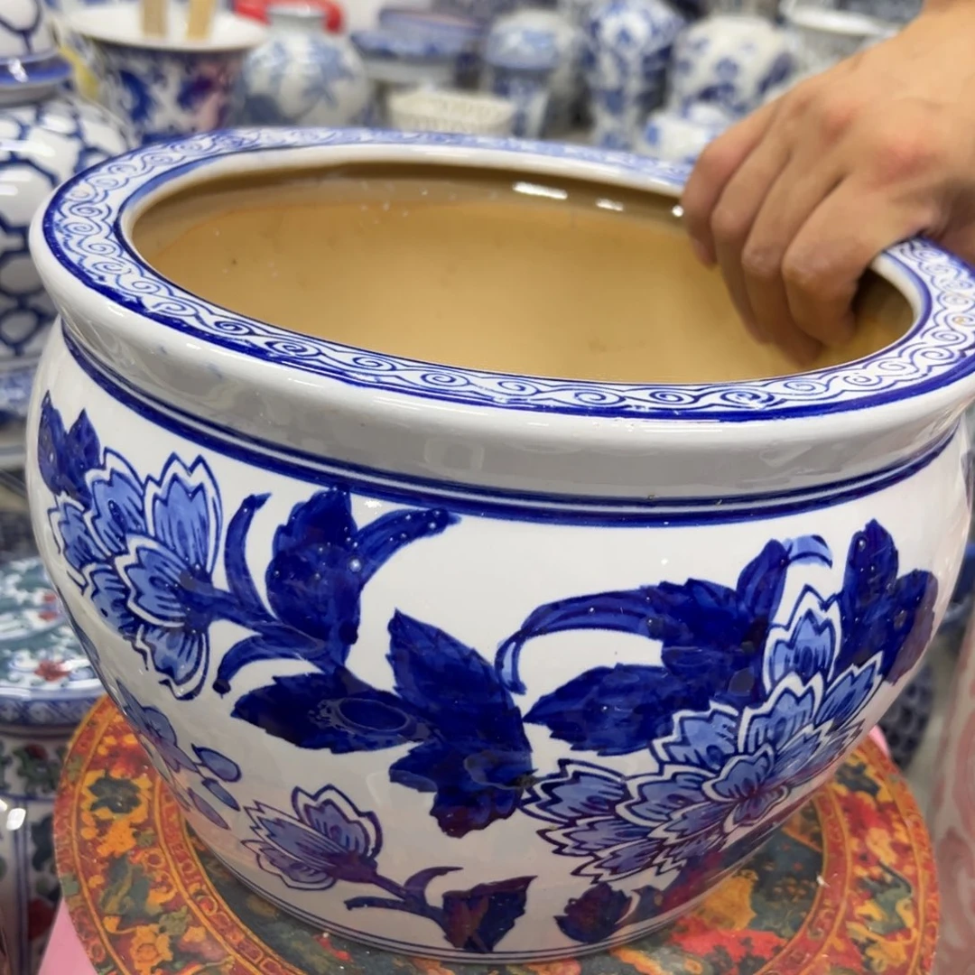 瓷片底部有孔微瑕青花瓷器难得一漏