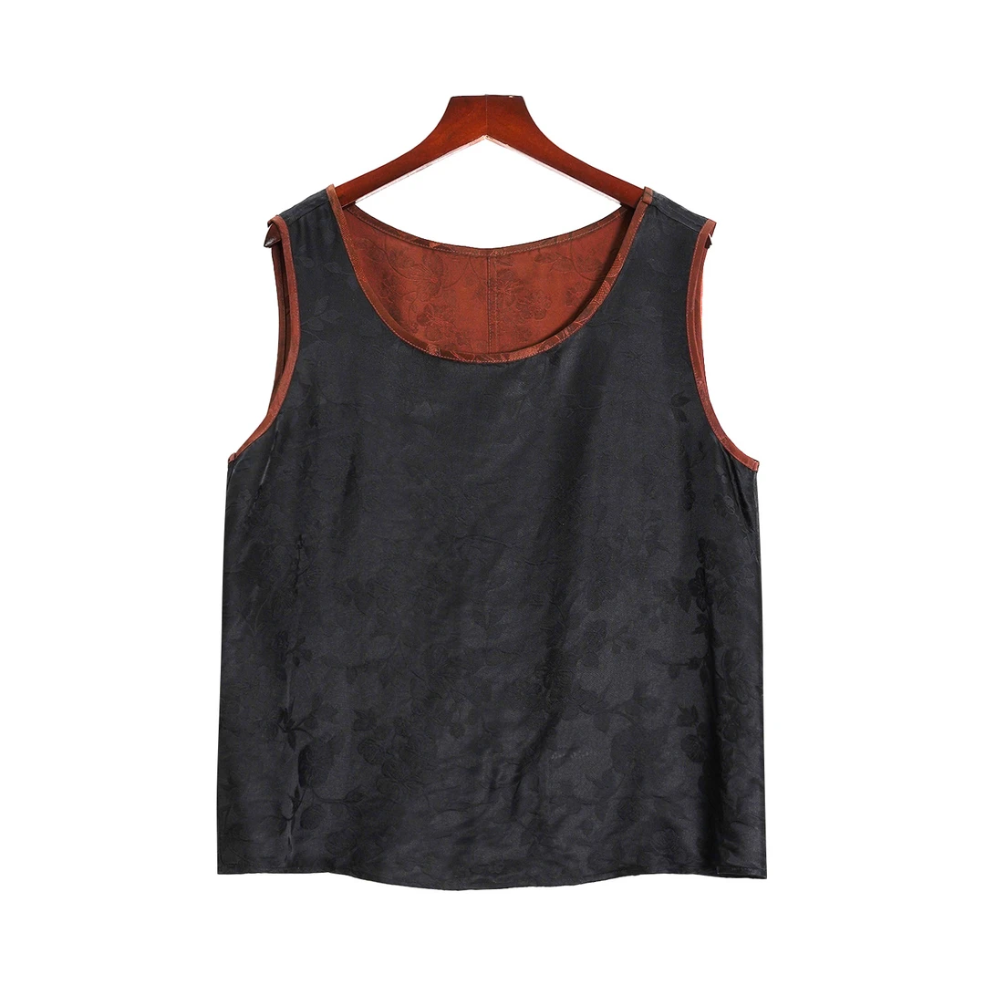 【杨桃】2025新款桑蚕丝提花无袖宽松国风新中式外穿背心