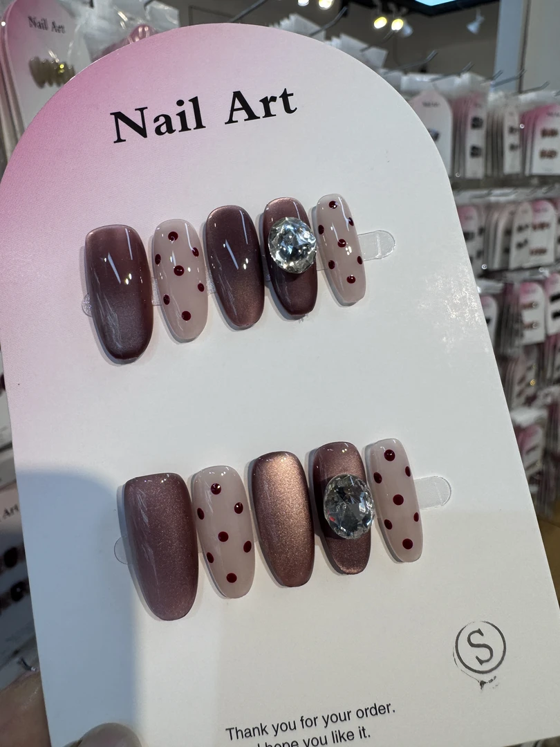 【柔沙波点】秋冬紫色冰透猫眼显白穿戴甲