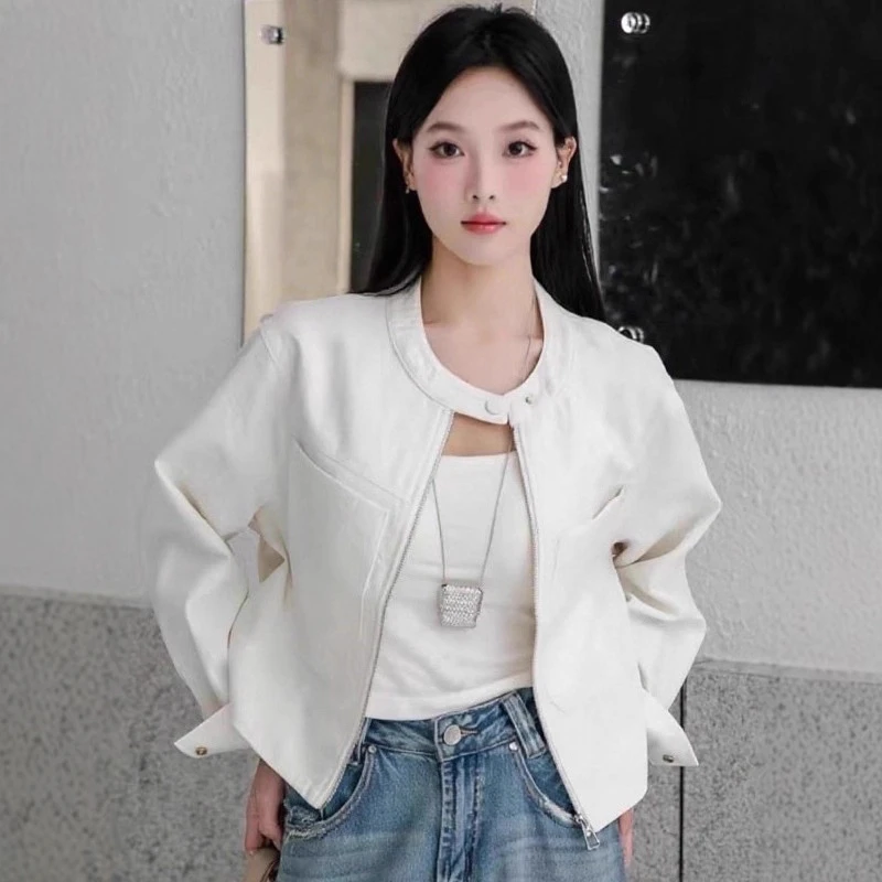 2025秋季新款韩版高级感休闲百搭小个子圆领短外套女夹克上衣潮
