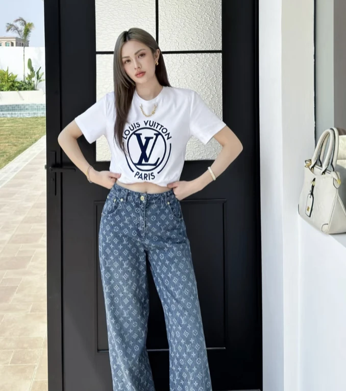 99新 LouisVuitton/路易威登 bb1416 LV24ss链条装饰短袖 L码