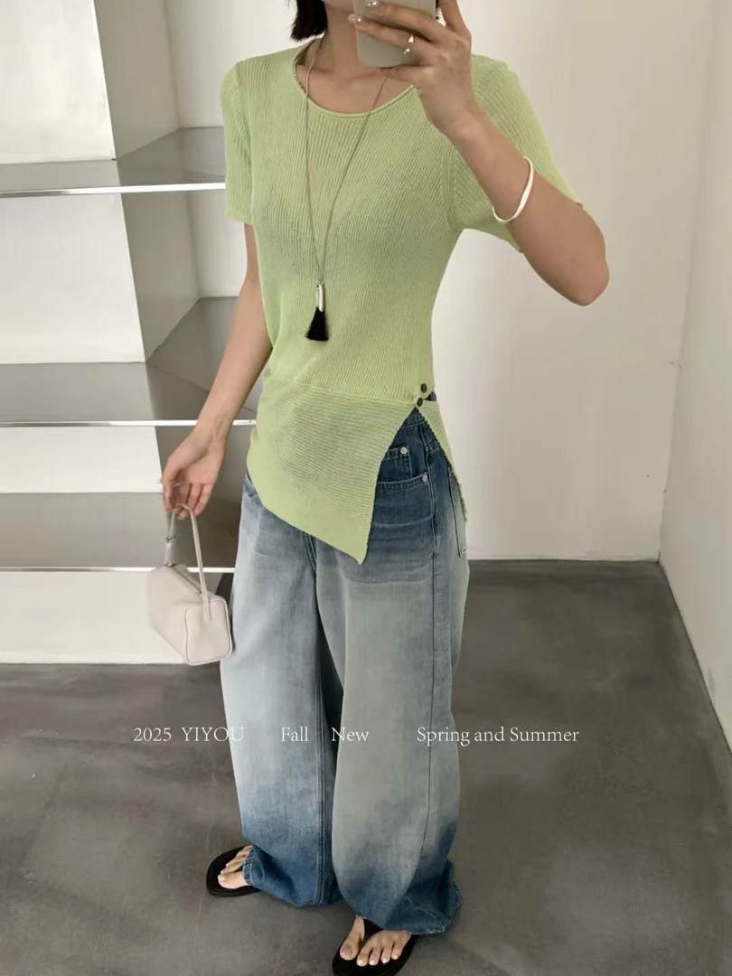 YIYOU@J1F0631 韩系不规则镂空百搭显瘦针织衫 7-3