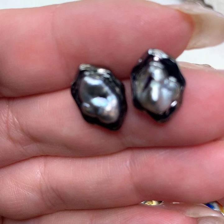 银S925镶嵌耳饰海水珍珠